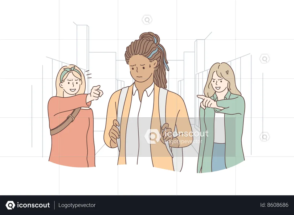 Students are bullying girl  Illustration