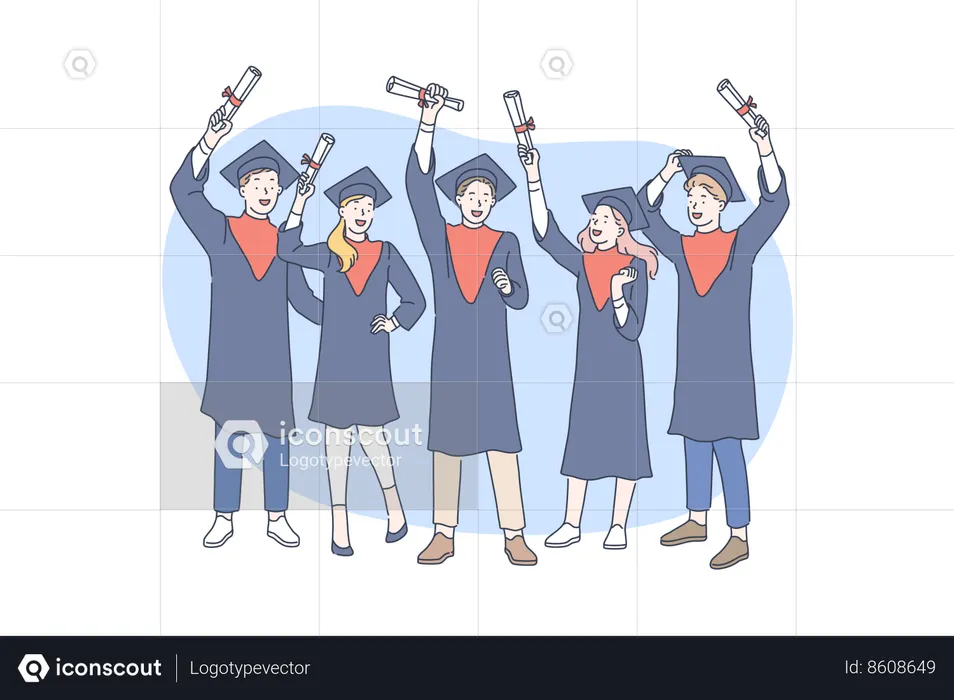 Students are enjoying graduation ceremony  Illustration