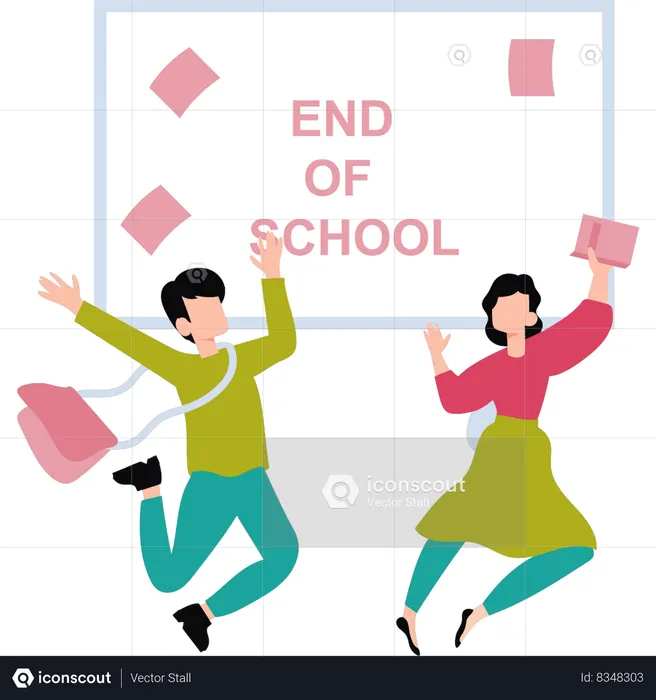 Students are happy at the end of school  Illustration