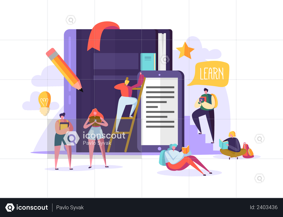 Download Premium Students attending online classes Illustration ...