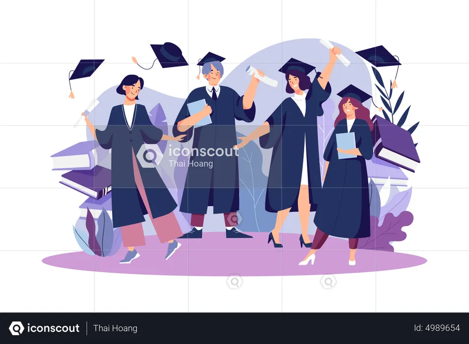 Students Celebrate Graduation  Illustration