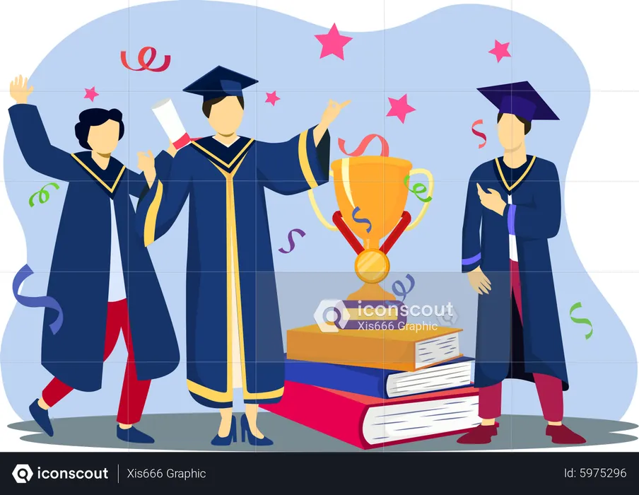 Students celebrate graduation party  Illustration