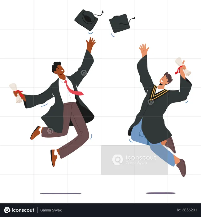 Students celebrating college graduation  Illustration