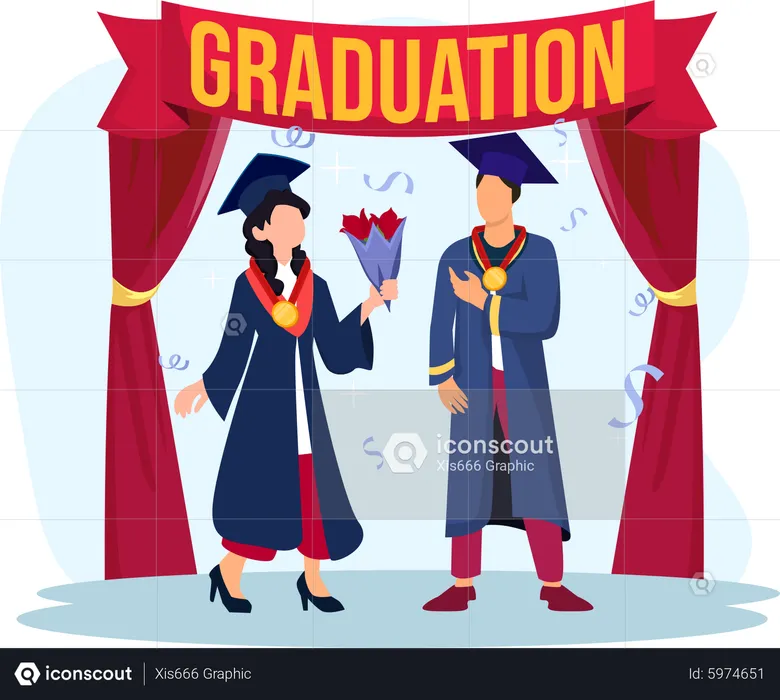 Students celebrating graduation  Illustration