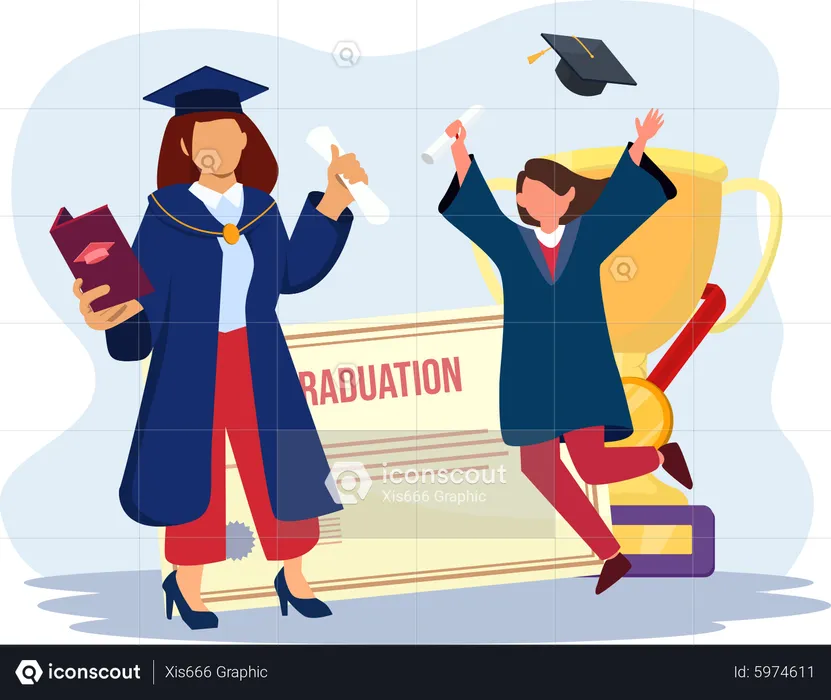 Students celebrating graduation  Illustration