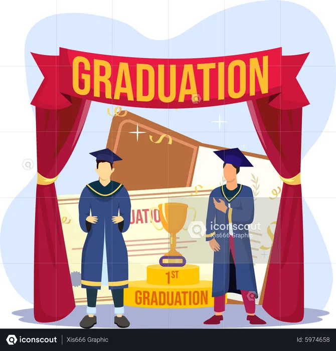 Students celebrating graduation degree  Illustration