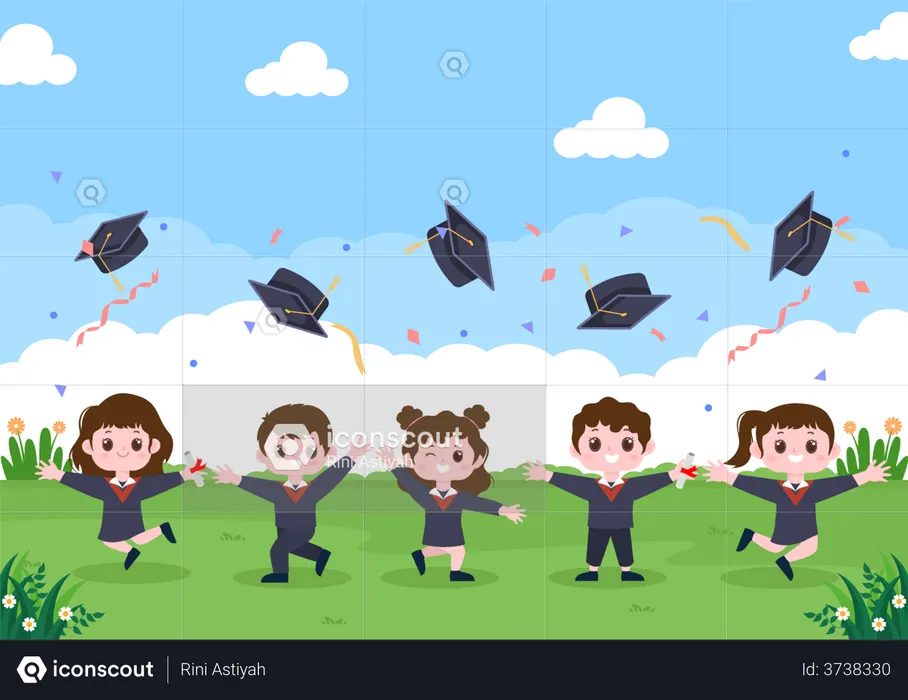 Students celebrating graduation  Illustration