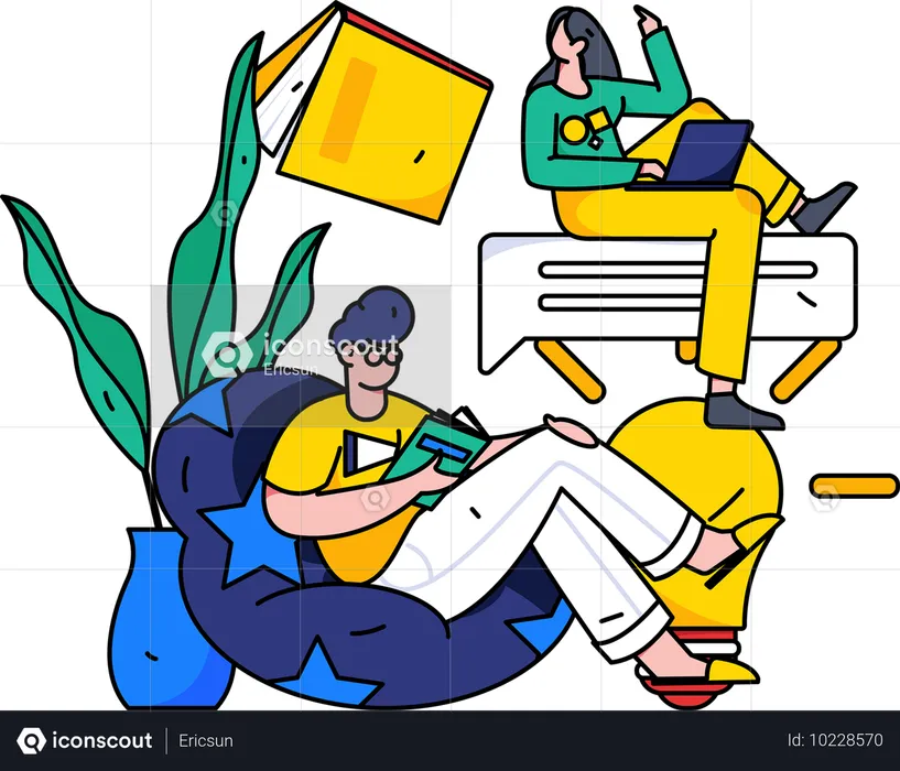 Students chatting online  Illustration