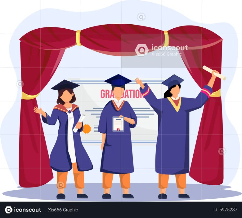 Students get graduation hooding  Illustration