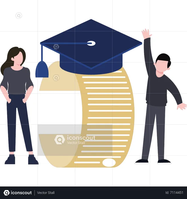 Students getting law degree  Illustration