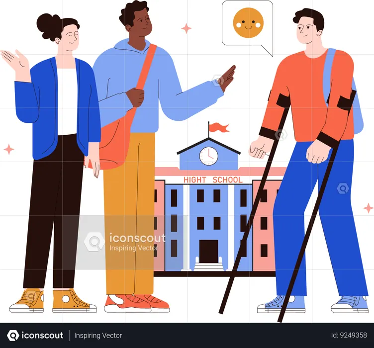 Students going to high school  Illustration