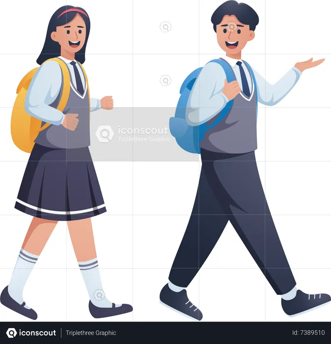 Students going to school  Illustration
