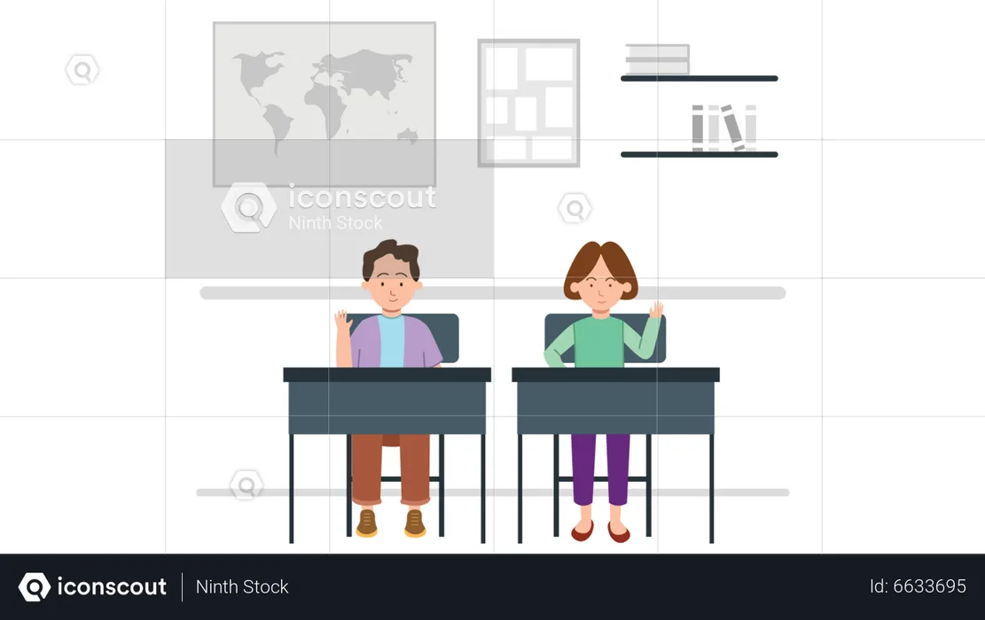 Students In Classroom  Illustration