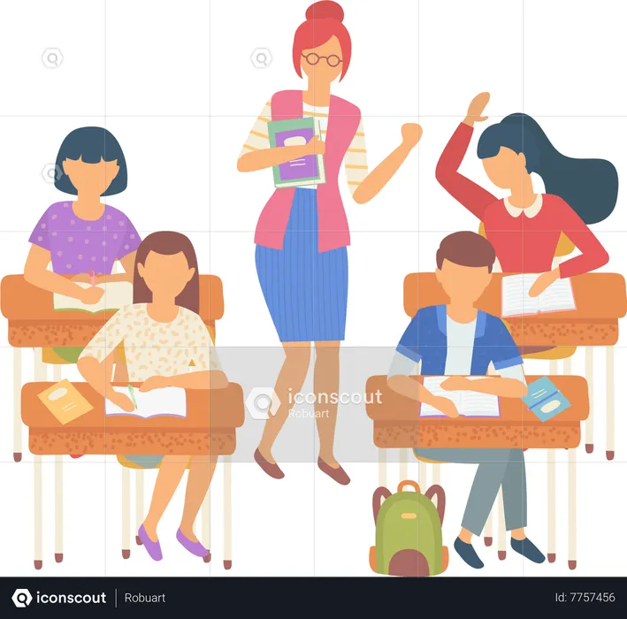 Students In Classroom  Illustration