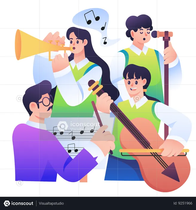 Students in Music Class  Illustration