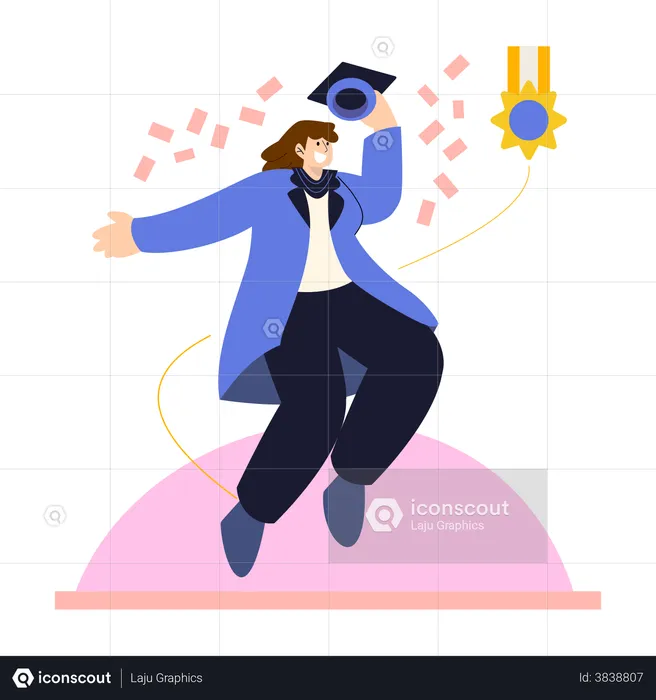 Students jumping on Graduation day  Illustration