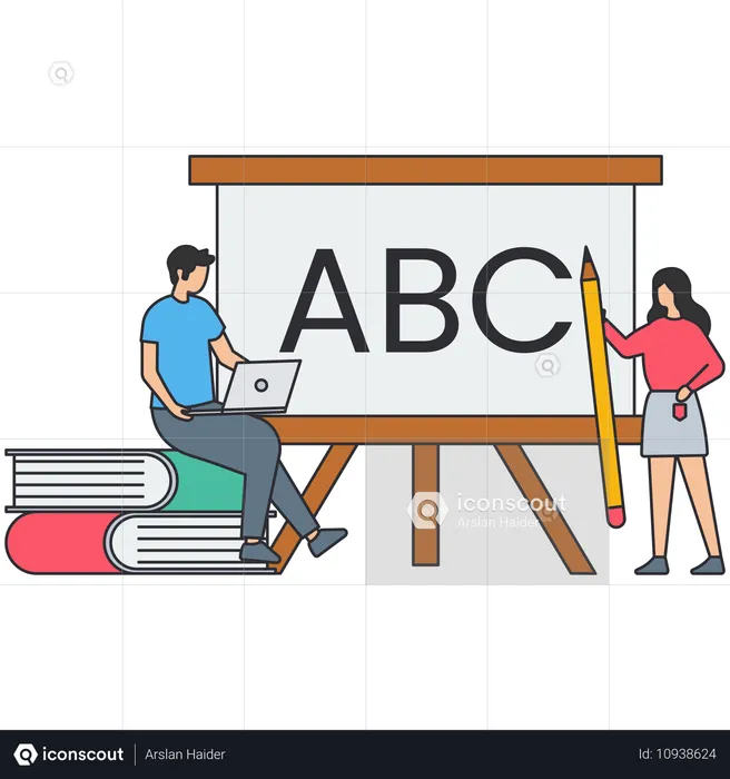 Students learning english lecture  Illustration