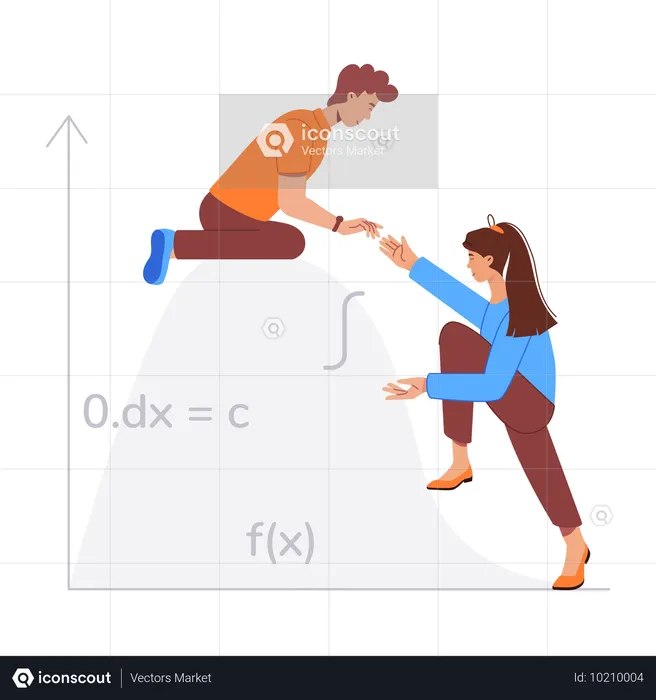 Students preparing mathematical graphs  Illustration