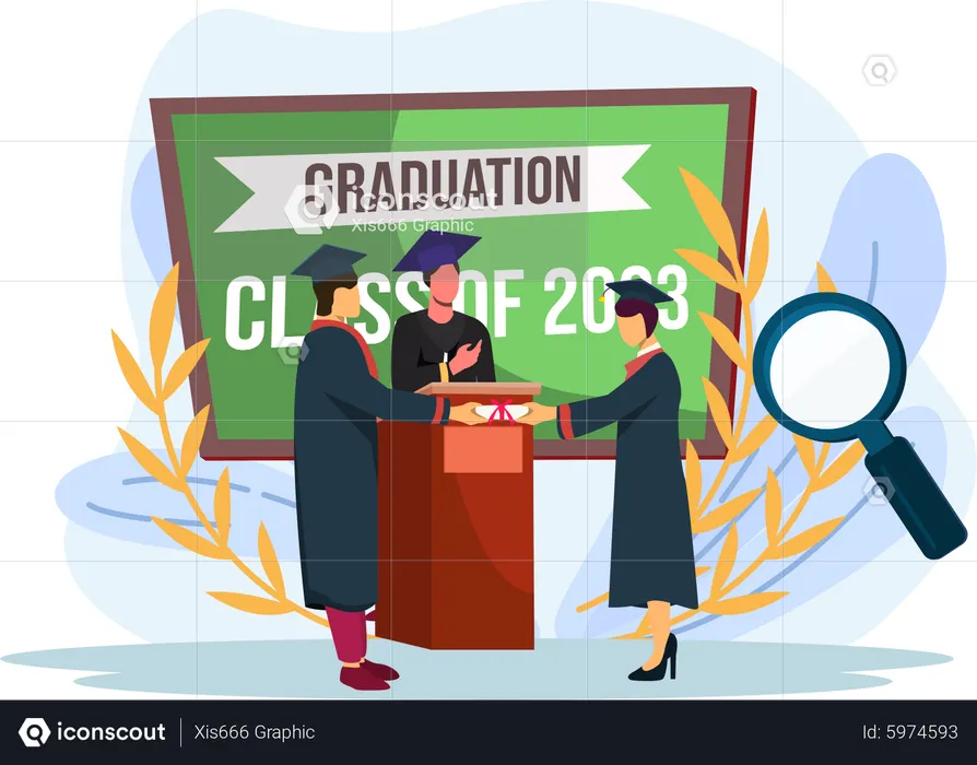 Students receiving graduation degree  Illustration