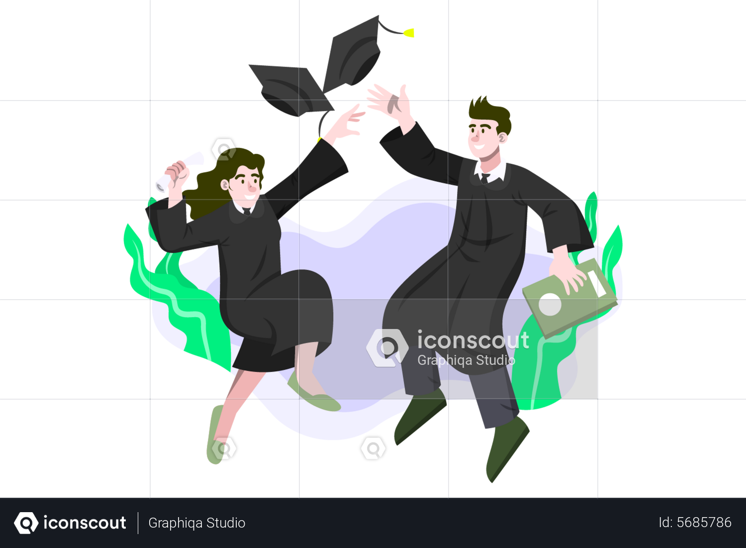 Best Premium Students Throwing Graduation Cap In The Sky Illustration ...