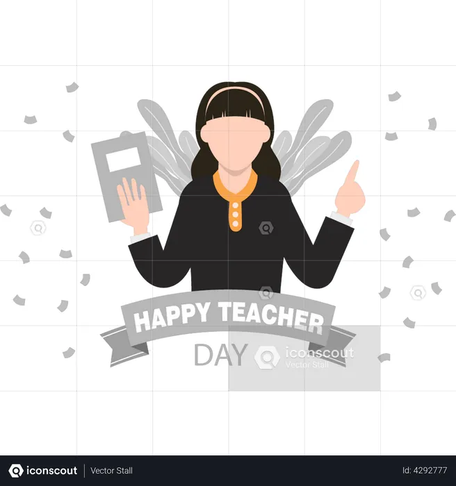 Students wishing her teacher happy teachers day  Illustration