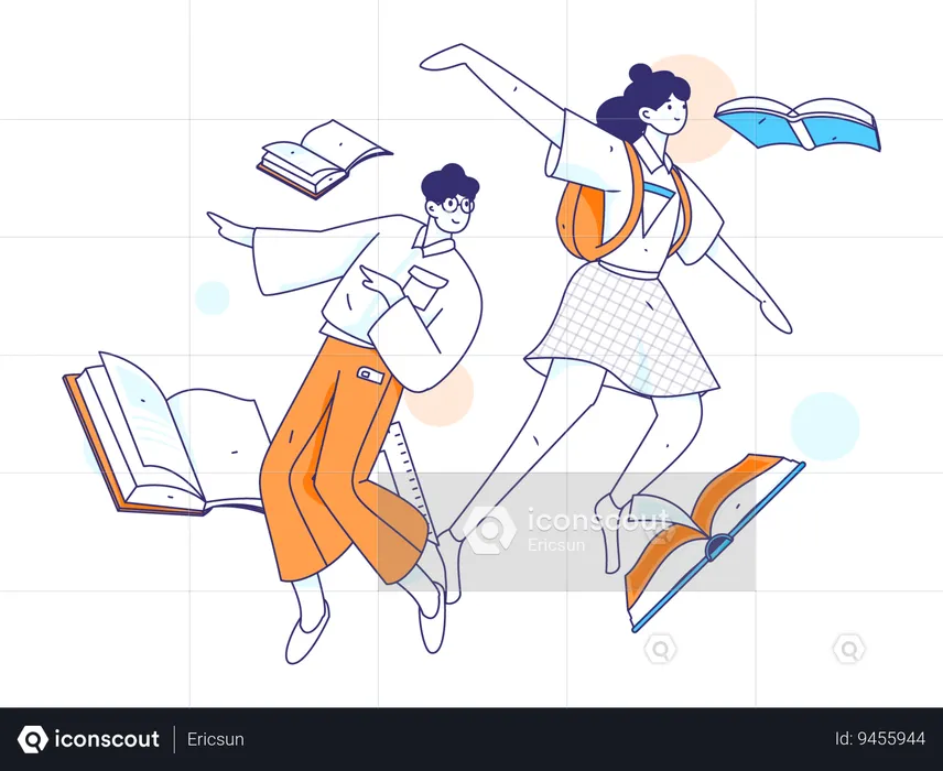 Students with education books  Illustration