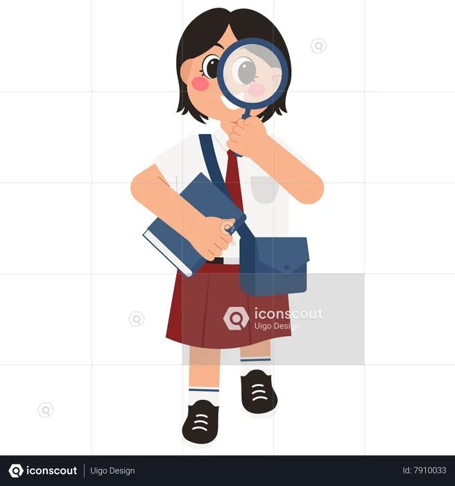 Studious School Girl  Illustration