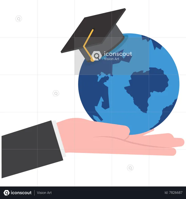 Graduate study abroad concept : Graduation cap on calendar paper