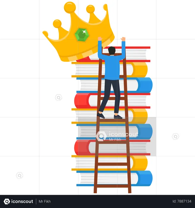 Study for skill development to achieve business success  Illustration