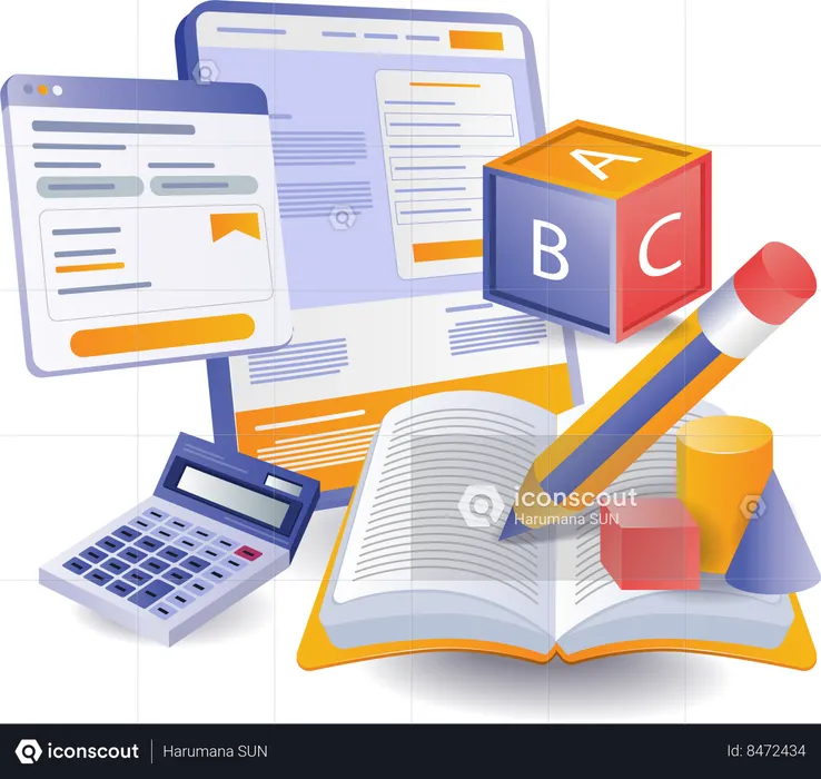 Study online school with an account application  Illustration