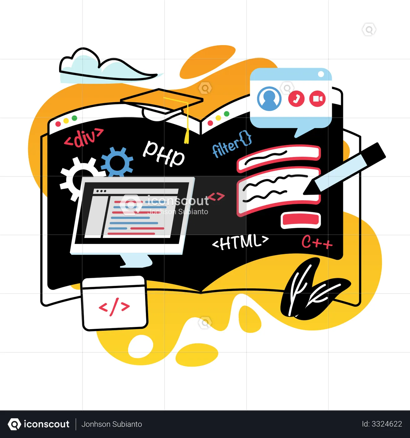 Best Premium Study programming Illustration download in PNG & Vector format