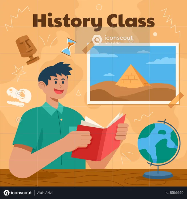 Studying Literature And World History  Illustration