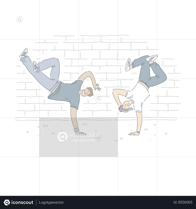 Stylish Acrobatic Performance  Illustration