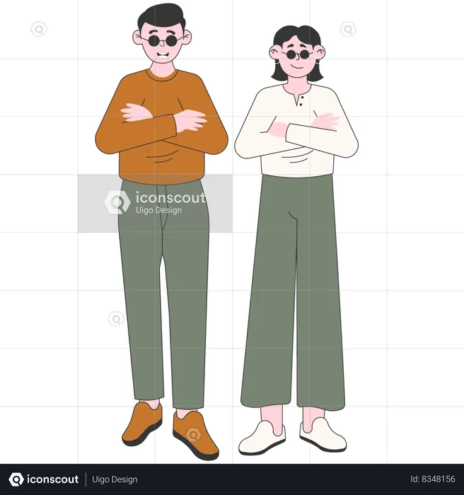 Stylish Couple Wearing Glasses  Illustration