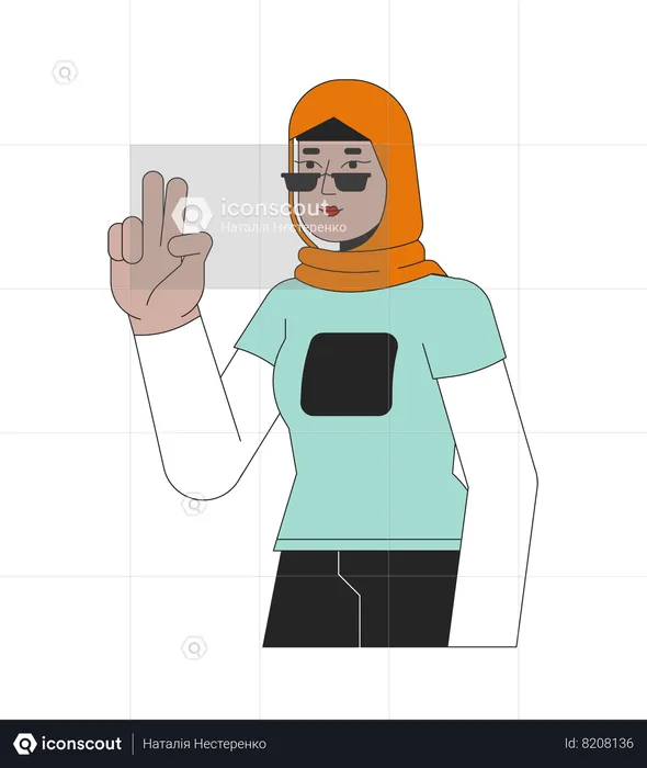 Stylish muslim woman showing victory sign  Illustration
