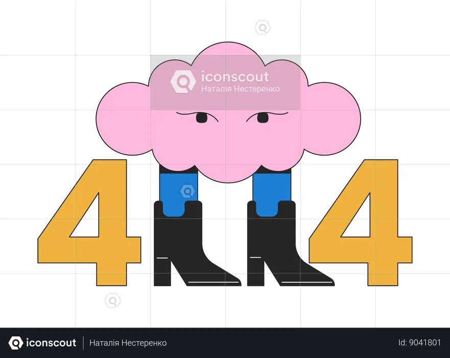 Stylish surreal cloud in boots error 404 flash message  Illustration