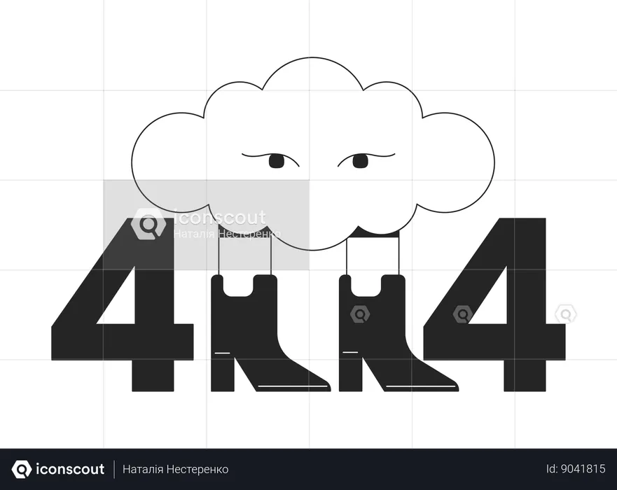 Stylish surreal cloud in boots error 404 flash message  Illustration