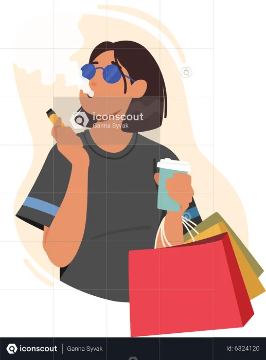 Stylish woman smoking cigarette  Illustration