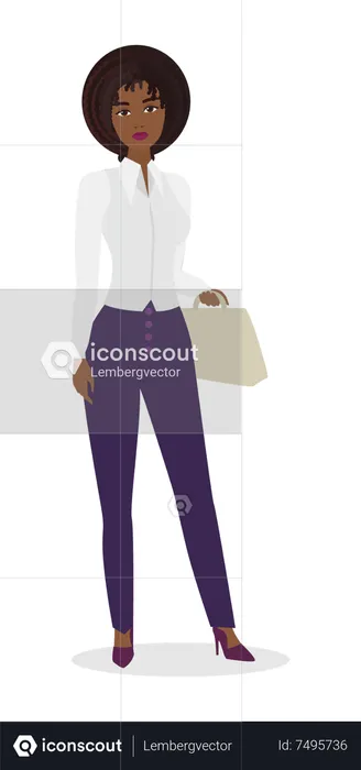 Stylist woman standing with purse  Illustration