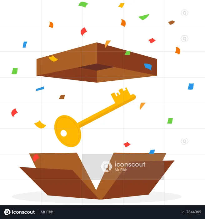 Success key outside the box  Illustration