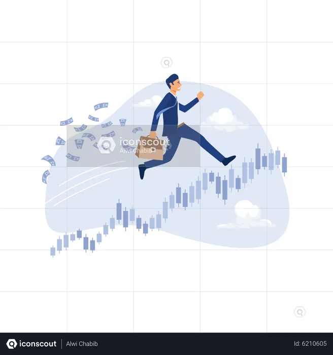 Un trader à succès réalise des bénéfices  Illustration