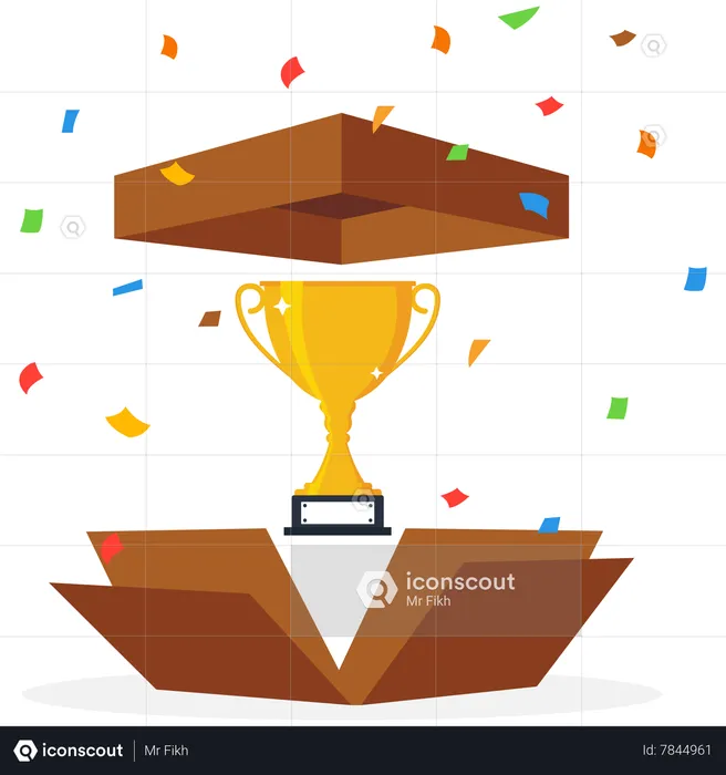 Success Trophy outside the box  Illustration