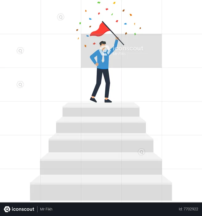 Success work achievement or victory, winner or leadership, career success or champion celebration, winning award concept  Illustration