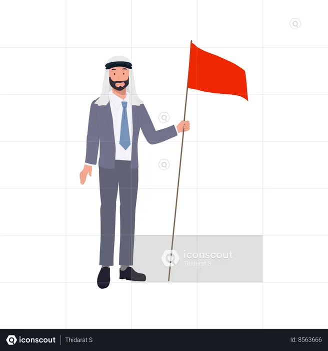Successful Arab Leader in Business suit Holding flag  Illustration