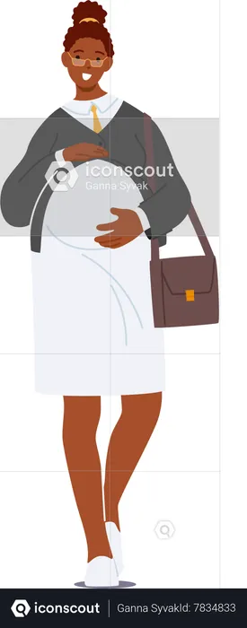 Successful Black Pregnant Businesswoman  Illustration