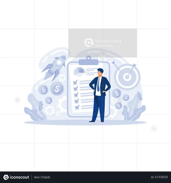 Successful business financial report  Illustration