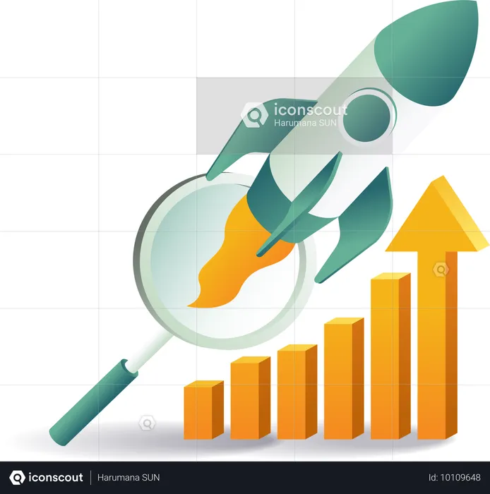 Successful business launch project analysis  Illustration