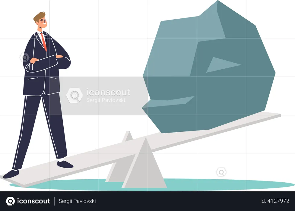 Successful business man overcoming obstacle  Illustration