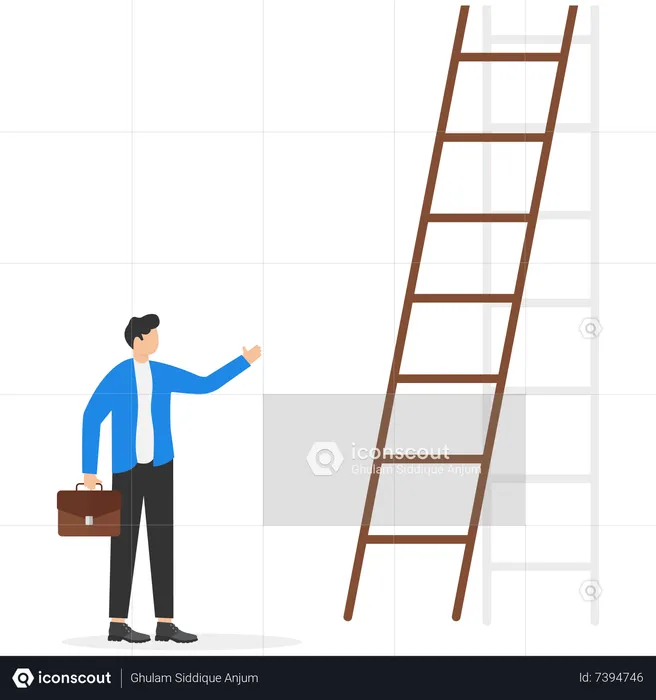 Successful businessman front of ladder  Illustration