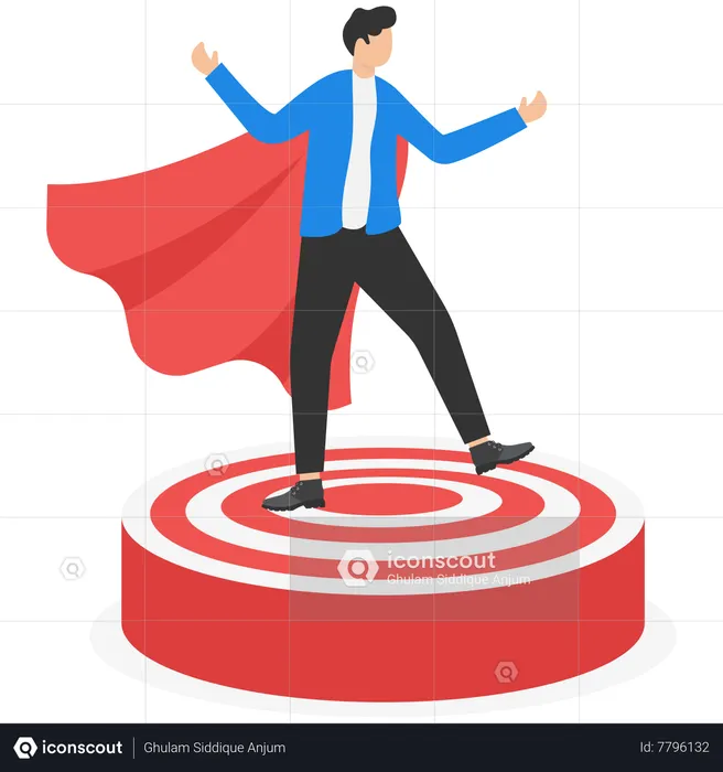 Successful businessman superhero on goal  Illustration
